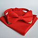 Red tie with corners of gold Handkerchief Pasha red, Ties, Moscow,  Фото №1