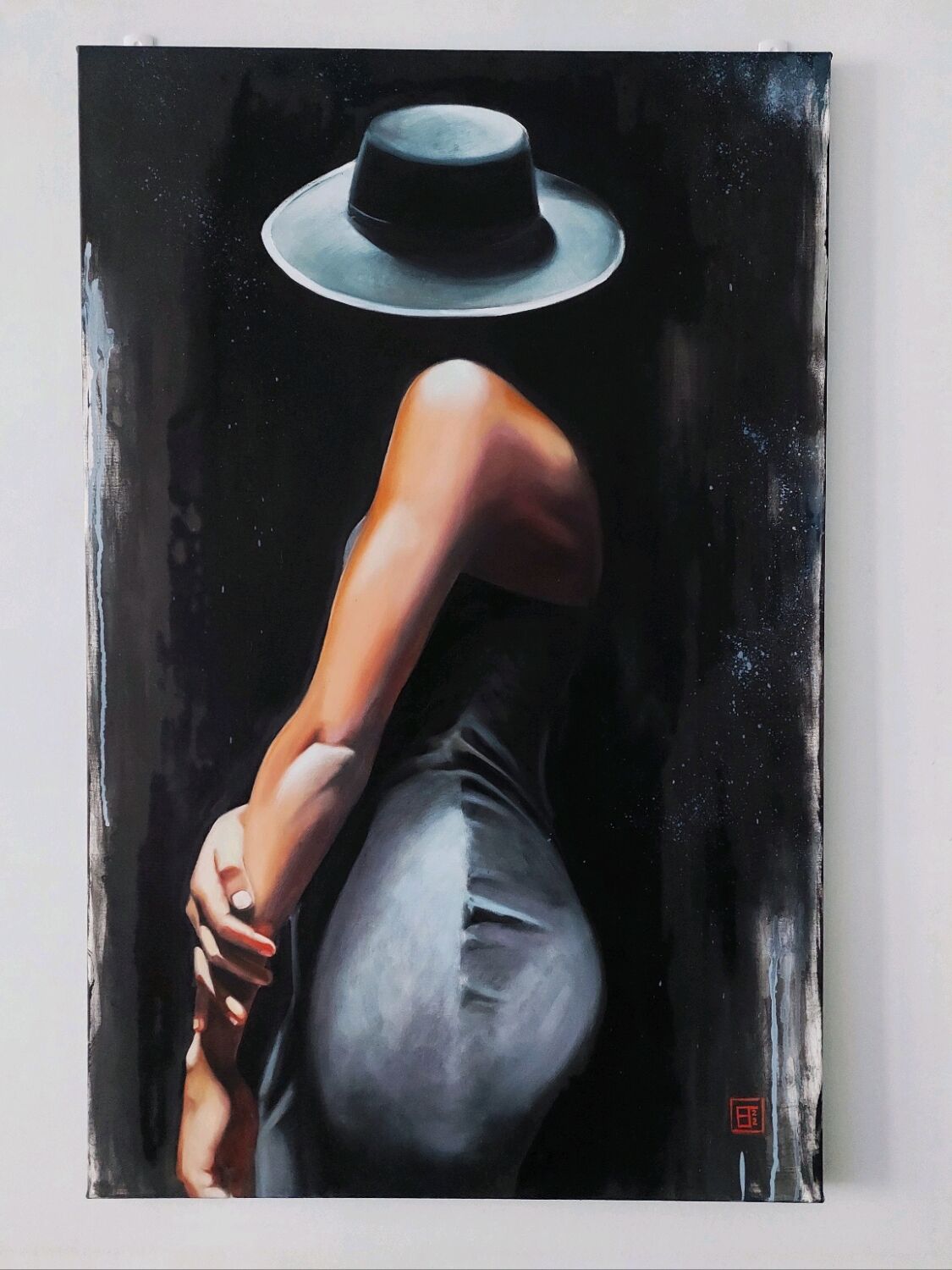 Картина маслом девушка в шляпе на чёрном фоне в интернет-магазине Ярмарка  Мастеров по цене 25000 ₽ – RW3Y4RU | Картины, Санкт-Петербург - доставка по  России