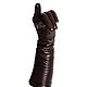 Size 7.5. Winter long gloves made of brown leather with TOUCH. Vintage gloves. Butichok from N.. My Livemaster. Фото №6