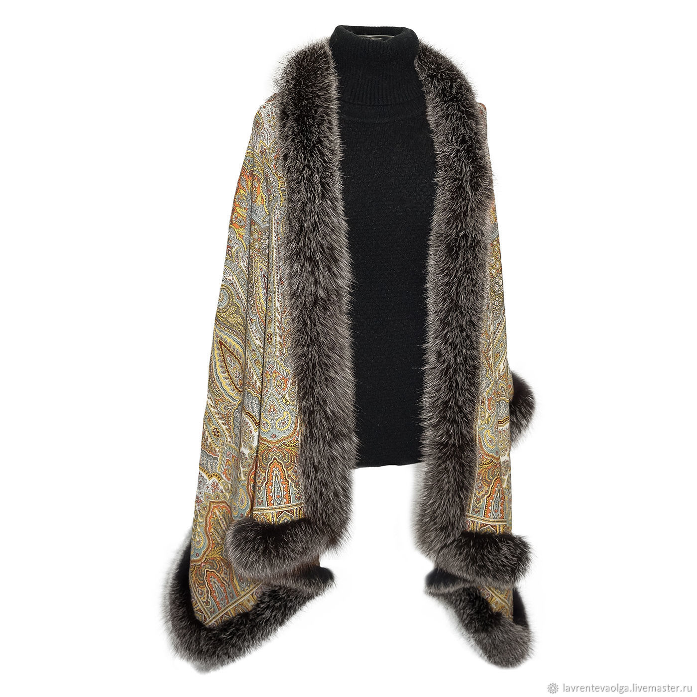 Tippet 'Royal' with blue Fox fur, Wraps, Moscow,  Фото №1
