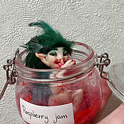 Для дома и интерьера handmade. Livemaster - original item A fairy and a jar of jam - a mixed media figurine from polymer clay. Handmade.