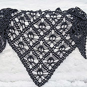 Аксессуары handmade. Livemaster - original item Dark grey purest wool shawl with skulls 