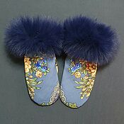 Аксессуары handmade. Livemaster - original item Mittens from pavloposadsky shawl with arctic fox. Handmade.