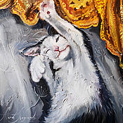 Картины и панно handmade. Livemaster - original item Koteyka-Painting with a cat on canvas. Handmade.