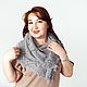Shawl down gray crescent-shaped knitted kerchief down rabbit angora. Shawls. FuxiList  knitting. My Livemaster. Фото №6