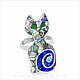Ring Cat. Size 17.8 Ring with mother of pearl and lapis lazuli, Rings, Moscow,  Фото №1