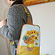 Order Leather yellow sling  backpack Van Gogh Sunflowers. Leather  Art  Phantasy. Livemaster. . Backpacks Фото №3