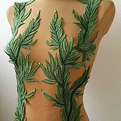 Материалы для творчества handmade. Livemaster - original item Sophisticated embroidery applique. Green twigs. Handmade.