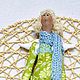 Весенний текстильный Ангел Тильда. Салатовый, голубой, желтый. Куклы Тильда. Марина Халистова. Интернет-магазин Ярмарка Мастеров.  Фото №2