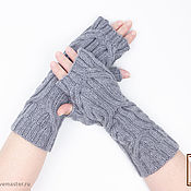 Аксессуары handmade. Livemaster - original item Knitted men`s mittens with braids of merino wool. Handmade.