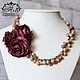 Romantic necklace rhodochrosite with roses `Victoria`