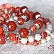 Multi-row bracelet 'Anna' of carnelian, coral and freshwater pearls. Bead bracelet. Studio Elena Grineva. Online shopping on My Livemaster.  Фото №2