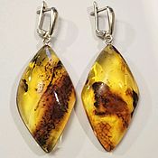 Украшения handmade. Livemaster - original item Large Diamond earrings made of amber with inclusions.. Handmade.
