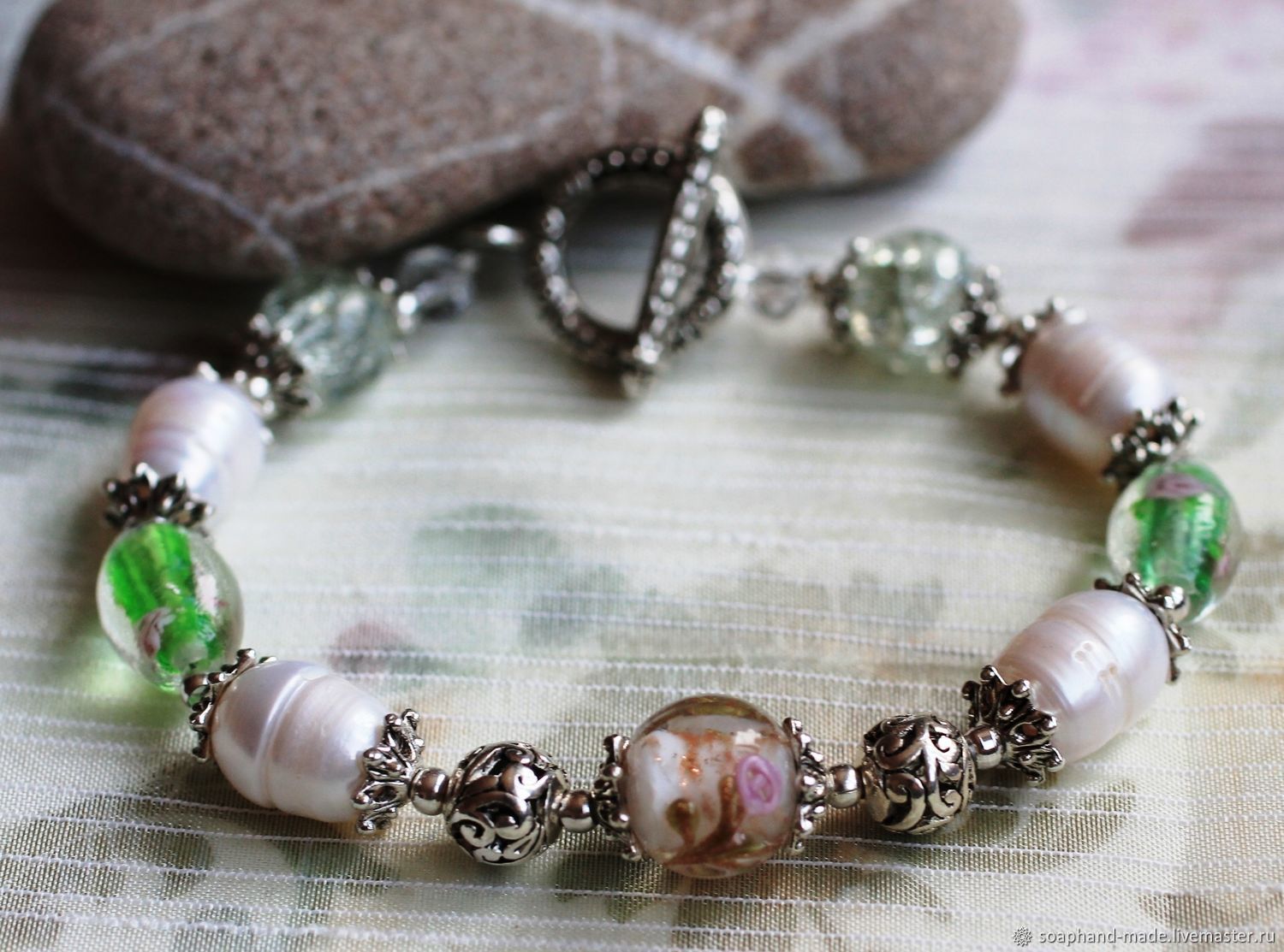 'Spring' bracelet from pearls and glass beads, Bead bracelet, Moscow,  Фото №1