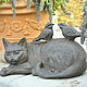 Molly the Cat with Birds on Her Back Concrete Garden Decor. Figurines. Decor concrete Azov Garden. My Livemaster. Фото №4