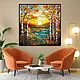 Painting Autumn birches. Landscape. stained glass. buy painting artist. Pictures. House of the Sun (irina-bast). Online shopping on My Livemaster.  Фото №2