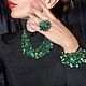 Кольцо и браслет из коллекции ,,Жемчужные реки,, bright green. Комплекты украшений. GayaneArtdesigner. Ярмарка Мастеров.  Фото №5