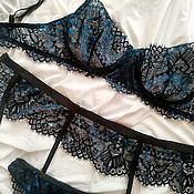 Одежда handmade. Livemaster - original item Underwear set ( bra, stocking belt, panties). Handmade.