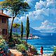 Картина маслом. Пейзаж, девушка, Картины, Симферополь,  Фото №1