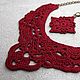 Wine-colored linen necklace and earrings, openwork light red set. Jewelry Sets. Ritasdreams (ritasdreams). Online shopping on My Livemaster.  Фото №2