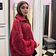 Свитер с горлом на молнии женский оверсайз красный в стиле Miu Miu. Свитеры. Kardigan sviter - женский вязаный свитер кардиган. Ярмарка Мастеров.  Фото №4