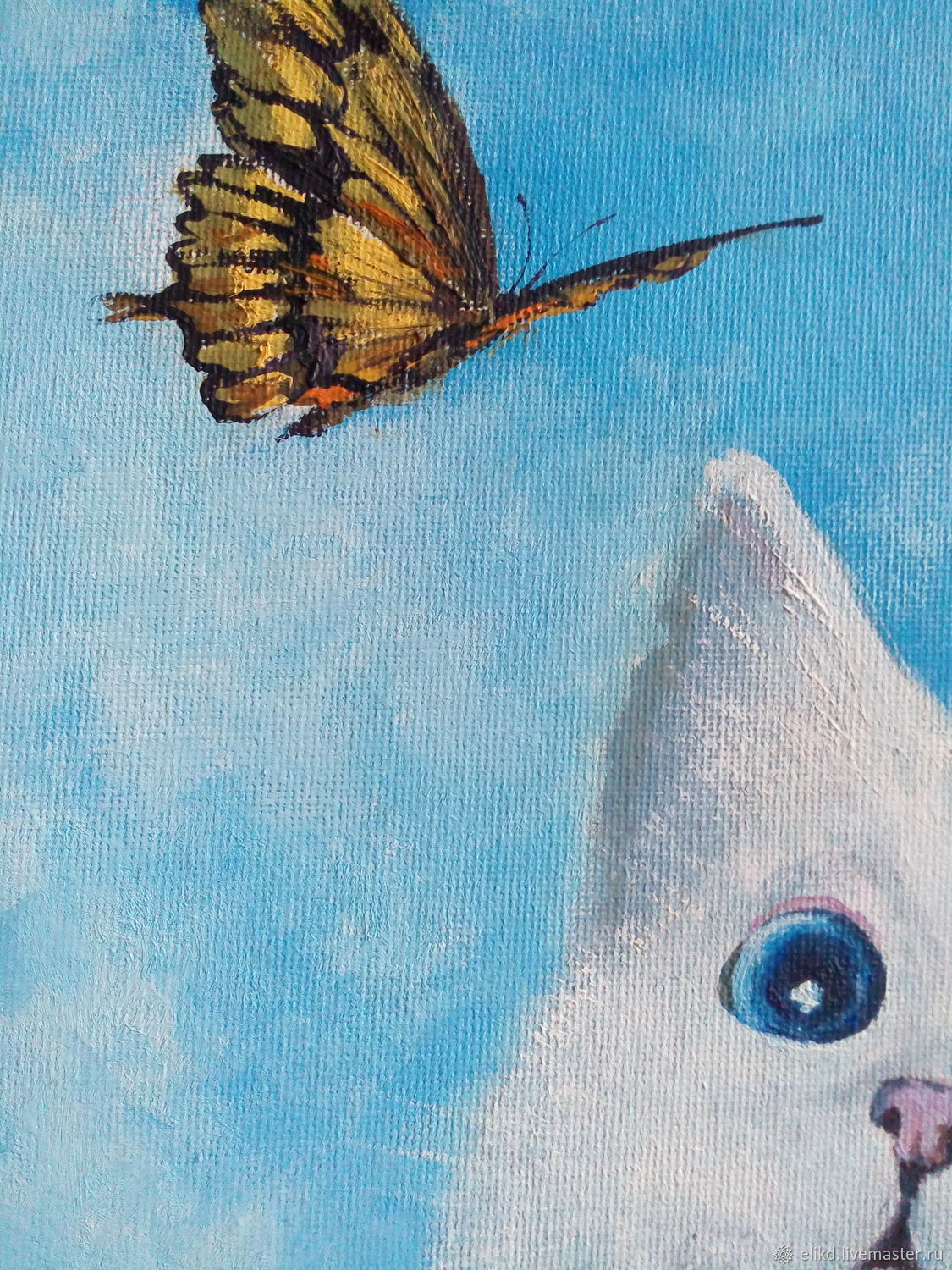 Картина кот и бабочка