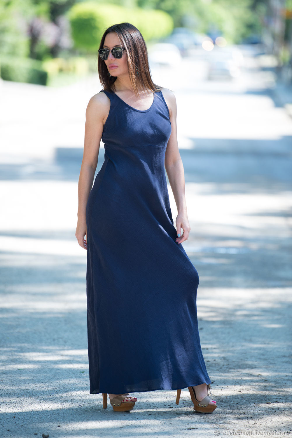 sleeveless linen maxi dress