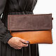 Bag genuine leather 'Brown squares tan', Clutches, St. Petersburg,  Фото №1