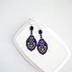 Order Blue beaded earrings with oriental motifs. Handmade by Svetlana Sin. Livemaster. . Earrings Фото №3