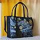 Leather black bag handbag Van Gogh. Starry night. Classic Bag. Avtorskie kozhanye sumki iz Italii. My Livemaster. Фото №4