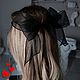 Бант-заколка для волос из 100% шелка ручной работы чёрный, Подарки на 14 февраля, Москва,  Фото №1