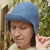 Аксессуары handmade. Livemaster - original item Cap baseball cap with visor women`s felted blue. Handmade.