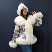 Одежда handmade. Livemaster - original item Shawl jacket with removable fur. Handmade.