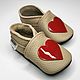 Red Heart Baby Shoes, Ebooba, Beige Baby Booties, Girls' Shoes, Footwear for childrens, Kharkiv,  Фото №1