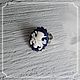 A ring with a cameo Skull in a hat background blue under silver 18h25, Subculture decorations, Smolensk,  Фото №1