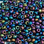 Материалы для творчества handmade. Livemaster - original item 10 gr 11/0 Beads Miyuki 401FR Circle Black Rainbow Mats Beads Miyuki. Handmade.
