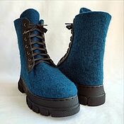 Обувь ручной работы handmade. Livemaster - original item Felted Martha boots with zipper and lacing. Handmade.