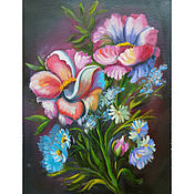 Картины и панно handmade. Livemaster - original item Mallow flowers painting 