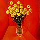  Жёлтые цветы на красном / Yellow Flowers on Red, Картины, Новосибирск,  Фото №1