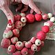 Felted pom pom necklace Apples. Necklace. Little kingdom of wool (apexxinata). My Livemaster. Фото №4