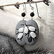 Grey oval earrings with white berries. Earrings. AleksPolymer. Online shopping on My Livemaster.  Фото №2