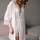 Order Natural silk robe with lace milky color. Delicate Clothing Store (Daria). Livemaster. . Robes Фото №3