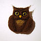 Owl brown felt ( brooch ), Brooches, Moscow,  Фото №1