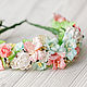 Coral floral wreath, Minty hair ornament, Crown rustic, Hair Decoration, Kursk,  Фото №1