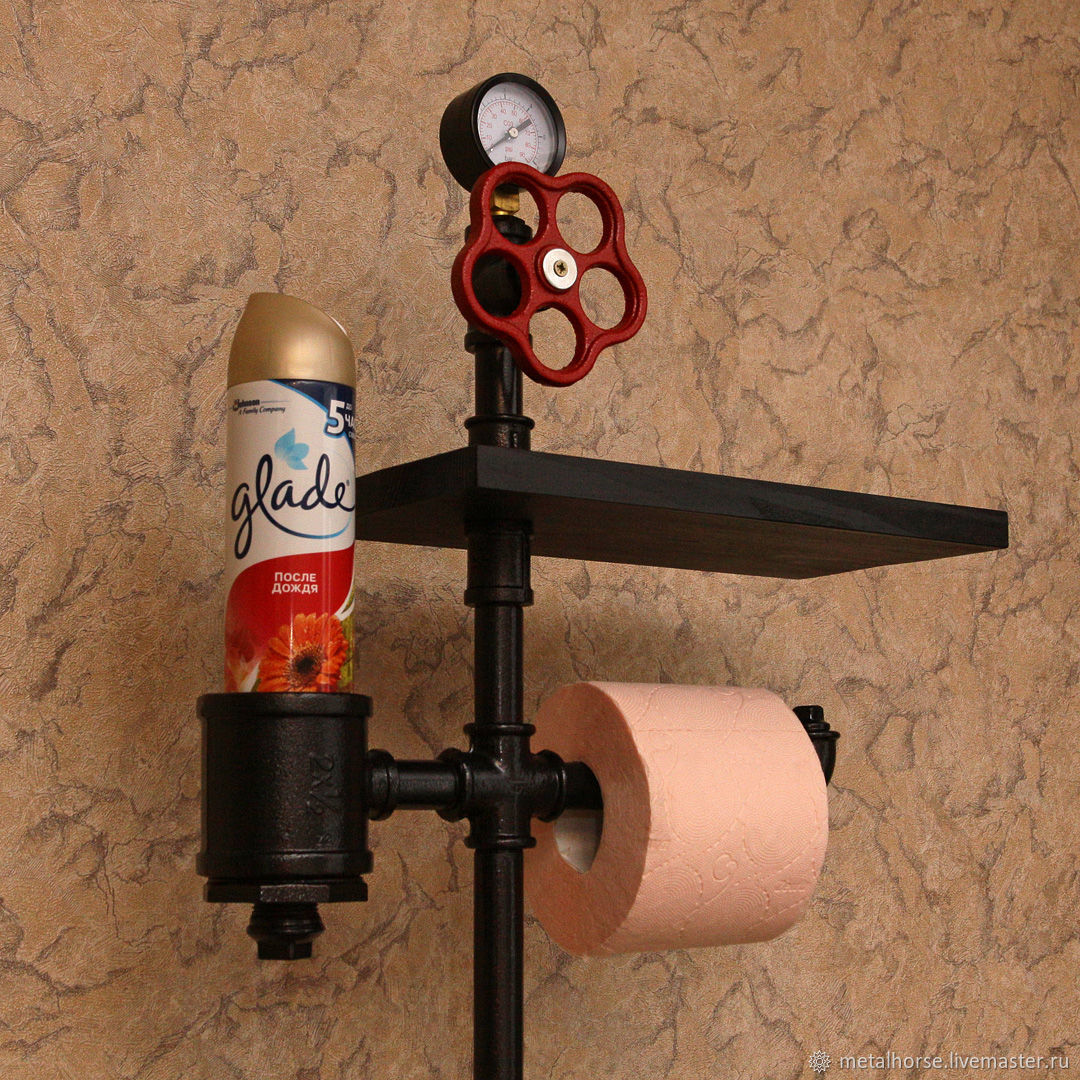  держатель туалетной бумаги с полкой в стиле лофт, стимпанк в .