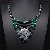 Украшения handmade. Livemaster - original item Necklace with larvikite, agates and lava. Handmade.