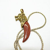 Украшения handmade. Livemaster - original item Pendant-amulet-talisman-talisman wolf fang Stone bronze gilt. Handmade.