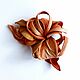 Brooch flower made of leather Orchid orange carrot with loops. Brooches. De-Si-Re. My Livemaster. Фото №4