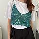 Вязаный топ с пайетками изумруд. Топы. lulu_knits. Интернет-магазин Ярмарка Мастеров.  Фото №2