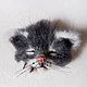 Order custom. Brooch-pin: Sleeping kitten. Felt brooch. Game in felting. Livemaster. . Brooches Фото №3